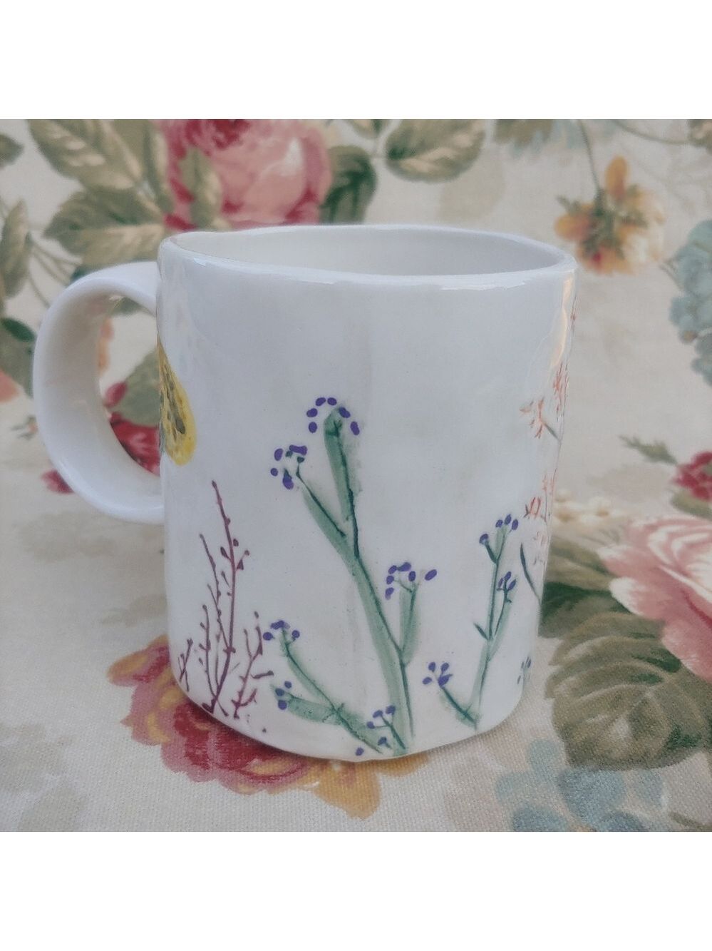 Anthropologie Dagny E Monogram Ceramic Mug with Handle Cream 14 oz - Picture 3 of 12